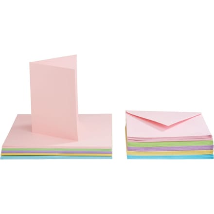 VBS Dubbele kaarten met enveloppen "Pastelkleuren", 50 stuks