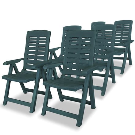vidaXL - Verstelbare - klapstoelen, - 6 - stuks, - groen, - kunststof.
