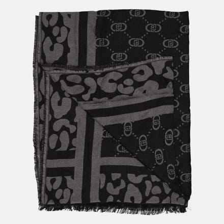Liu Jo Stola Jacquard Monogram Animal Sjaals Dames - Zwart - Maat ONESIZE