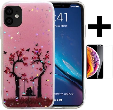 Hoesje Geschikt voor Apple iPhone 12 mini silicone/iphone 12 mini/ TPU back cover print + Gratis screenprotector (2)