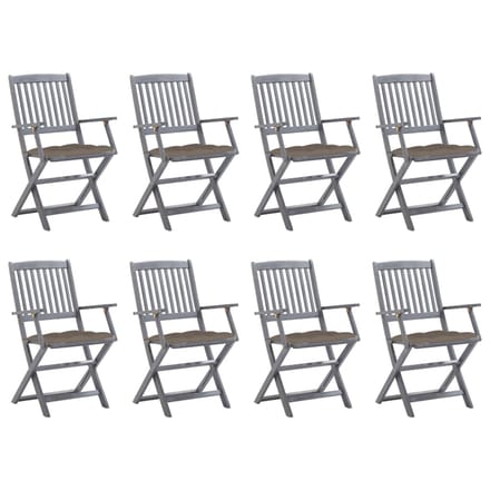 vidaXL - Inklapbare - stoelen - 8 - st - met - kussens - massief - acaciahout