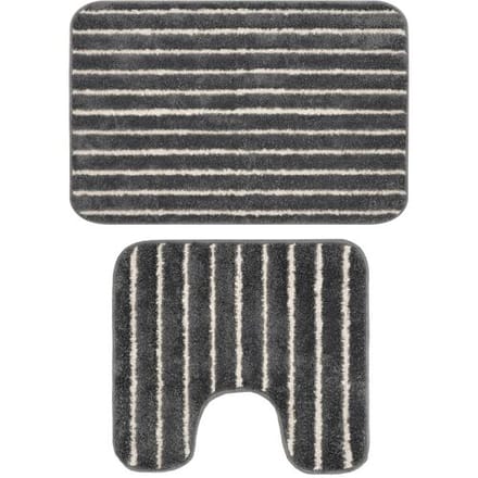 LIVARNO Badmat en toiletmat, 2-delig (Met uitsnede, Grijs)