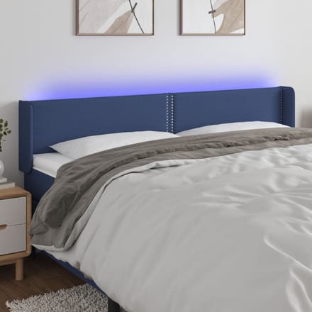 vidaXL - Hoofdbord - LED - 203x16x78/88 - cm - stof - blauw