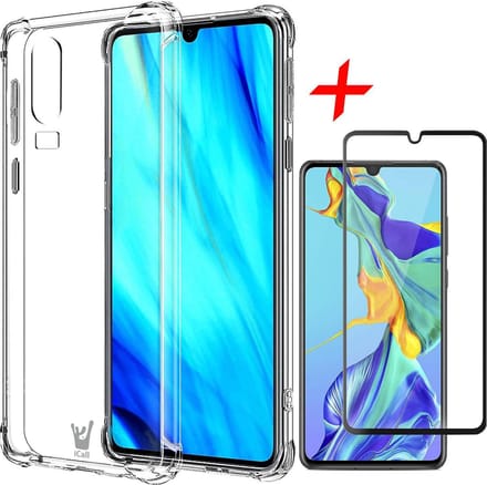 Hoesje geschikt voor Huawei P30 + Screenprotector Full Screen - Transparant Shockproof Case - iCall