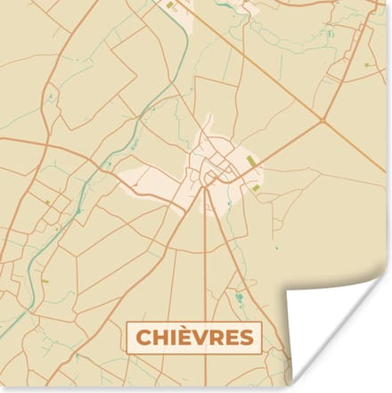 Poster België - Stadskaart - Plattegrond - Kaart - Chièvres - 75x75 cm
