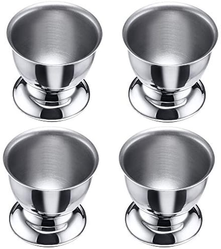 Eierdopjes Set - Eierhouders - Ontbijt Serveren - Stapelbaar Ontwerp - 4 Stuks - Zilver