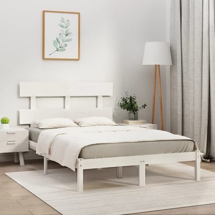 vidaXL - Bedframe - massief - hout - wit - 180x200 - cm