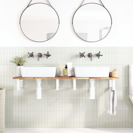 vidaXL - Badkamer - wandschap - staal - en - massief - acaciahout