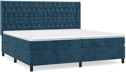 vidaXL - Boxspring - met - matras - fluweel - donkerblauw - 200x200 - cm