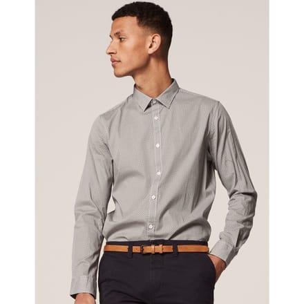 Dstrezzed Overhemd Regular Collar Circle Flower Lt Stretch Poplin White   M