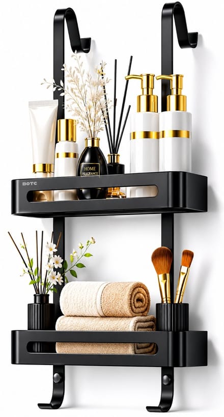 BOTC Doucherekjes - Doucherek - Doucherek hangend - Anti kras twee laags - RVS - Badkamer accessoires - Zwart