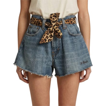 korte denim vrouw Saint Barth Luipaard