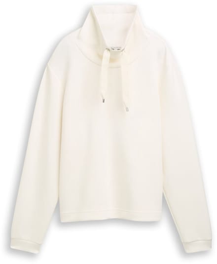 Tom Tailor - Scuba-sweatshirt met opstaande kraag - Maat XL - Whisper White