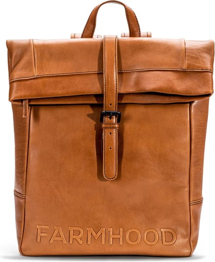 Farmhood Leren Rugzak met laptopvak Memphis Backpack Cognac Lichtbruin