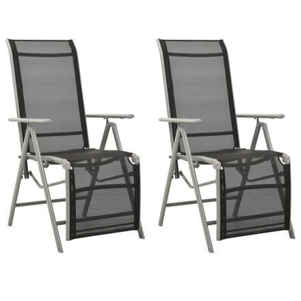 vidaXL - Tuinstoelen - 2 - st - verstelbaar - textileen - aluminium - zilverkleurig