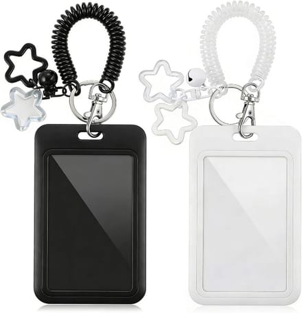 Fotokaartenhouder Set - Kaarthouder Transparant - Kaarten Beschermen - Met Sleutelhanger - Set van 2 - Zwart Wit