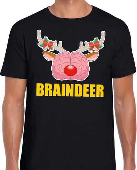 Foute Kerst t-shirt braindeer zwart voor heren M