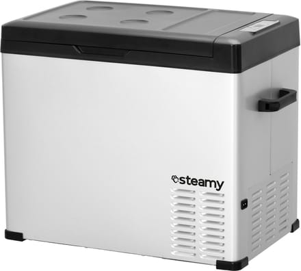 Steamy-E Single Zone Elektrische Compressor Koelbox - Single Zone - 44 liter - 12V en 230V - voor auto en camping - Zilver