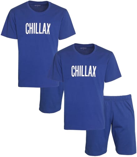 Aprox Heren Shortama - Pyjama Set - Duo-Pack - Blauw - Maat S