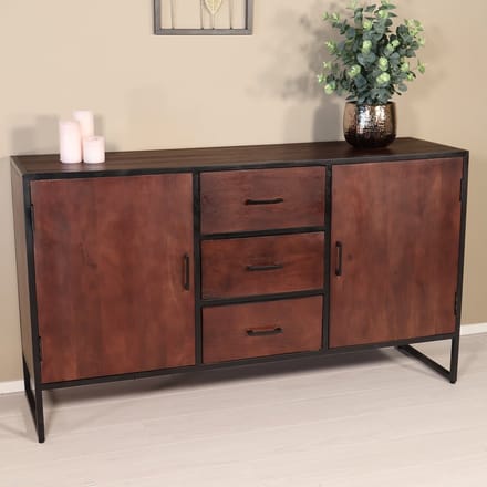 Dressoir mangohout Daan walnoot ladekast industrieel 150cm duurzaam mango kast