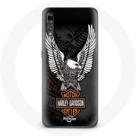 Coque - Harley Davidson - Huawei P20 - Aigle logo - Noir - Rigide