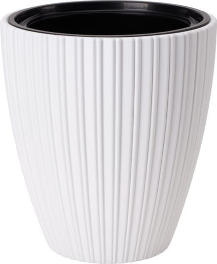Form Plastic Plantenpot/bloempot Mika - kunststof - wit - D30 x H32 cm - met binnenpot - rond