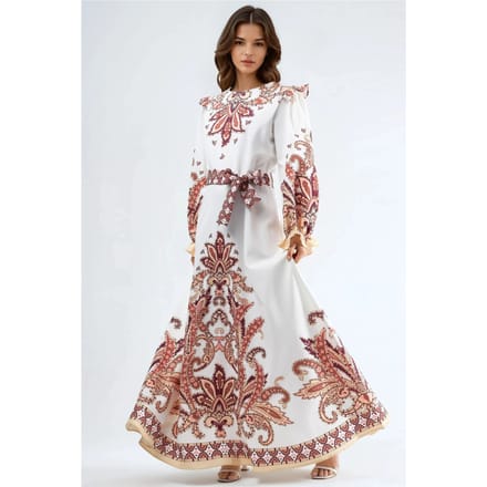 Paisley Print Maxi Jurk met Strikdetail
