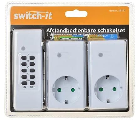 SWITCH-IT set van 2 op afstand draadloos schakelbare stopcontacten met randaarde