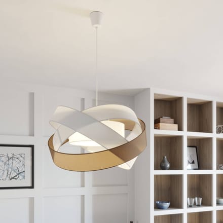 Lindby - Hanglamp - 3lichts - Stof, metaal - H: 47.6 cm - E27 - bruin, wit, grijs