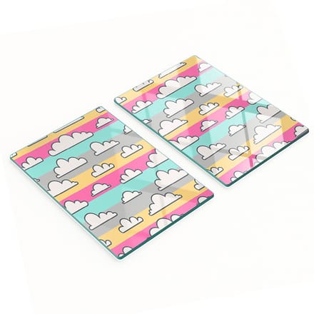 Multifunctionele decoratieve glazen borden met wolkenprint 2x40x52 cm