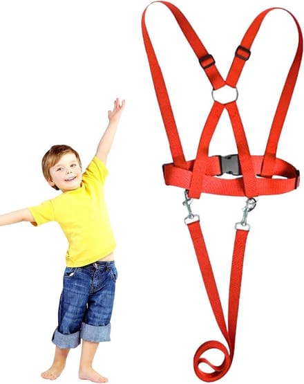 Veiligheidsharnas Kinderen - Leidend Touw - Buitenactiviteiten - Flexibel Bandontwerp - 200cm Lengte - Rood