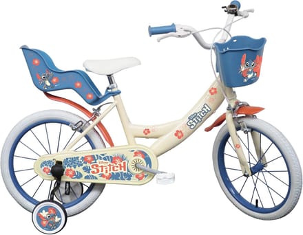 Meisjesfiets 16 inch met mand en poppenhouder, wit