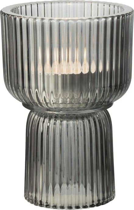 Gusta waxinelichthouder grijs - Waxinelichthouders - Glas - 10,5x15cm