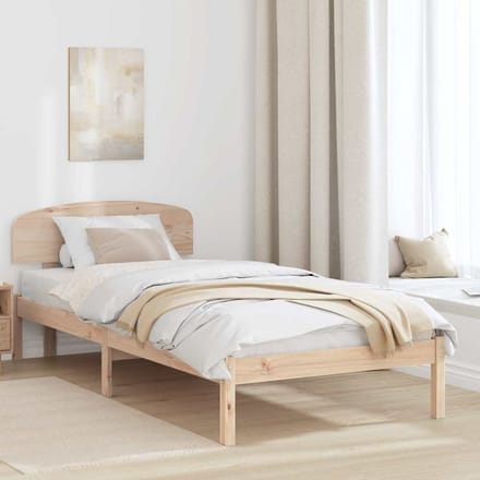 vidaXL - Bedframe - met - hoofdeinde - Naturel - 75 - x - 190 - cm - Massief - grenenhout