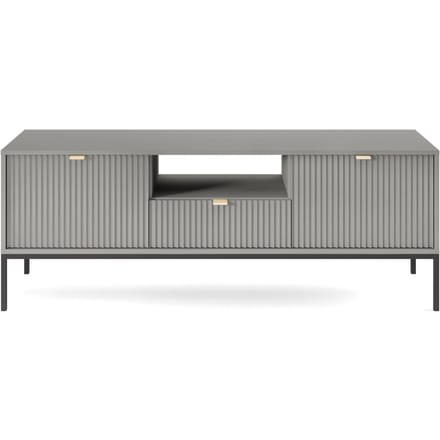 Selsey Vellore - RTV kast 154 cm - grijs met geribbelde fronten en gouden handgrepen