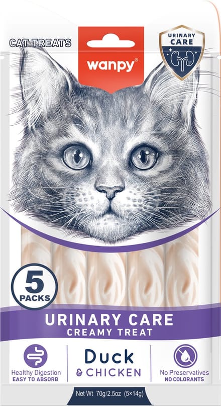 Wanpy - Likbare snack met functie - Eend & Kip - Urineverzorging - 1 x 5 sticks van 14 gram