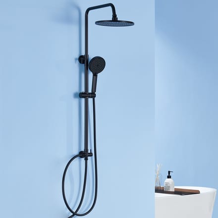 DERW MAX Douchesysteem - Regendouche Ø25CM - Handdouche Ø12CM - Handdouche met 4 Functions - Zwart