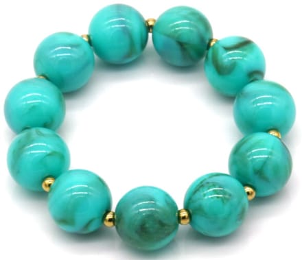 Elastische armband - RVS en acryl kralen - blauw - dames - trendy look