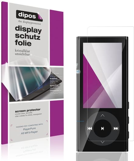 dipos – 4x Beschermfolie geschikt voor PlayerPure A9 MP3-Player | Krasbestendige & heldere Screenprotector Ultra-Thin
