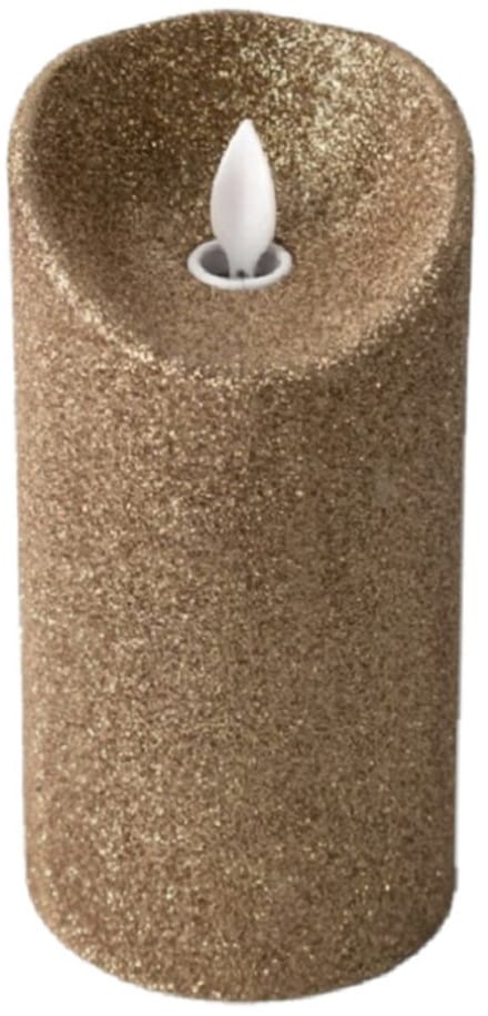 Gerimport LED kaars/stompkaars - goud - H15 cm - glitters - kerst kaarsen