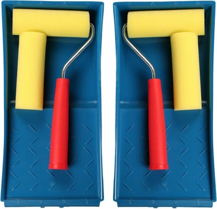 Benson Verfroller - 2x stuks - met bak en beugel - 10 cm - extra fijn - schilderset