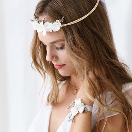 PartyDeco - Sieraden - Corsage Wit
