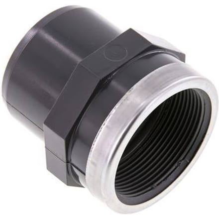 PVC Lijmmof mannelijk 63mm x Binnendraad Rp 2''
