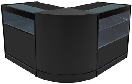 Adonis led-winkeltoonbankset - zwart - 90x90x60 & 90x60x60