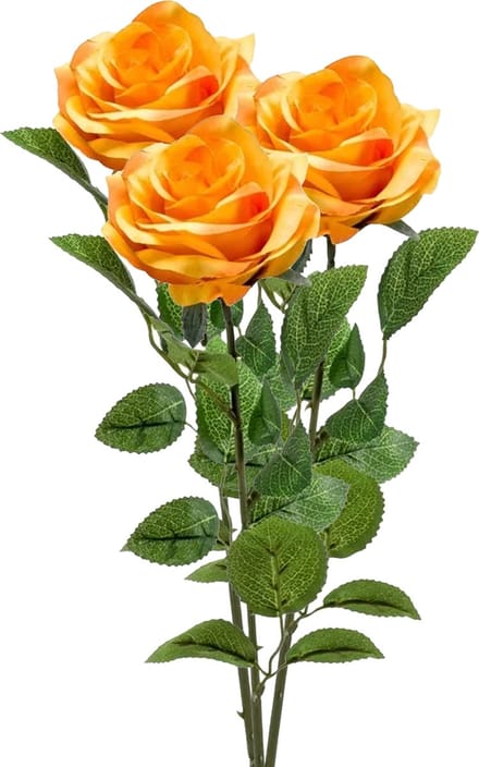 Emerald Kunstbloem roos Marleen - 3x - geel - 63 cm - decoratie bloemen
