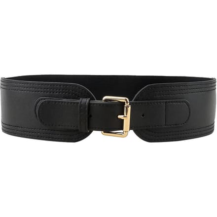 Elastische dames tailleband vierkante pin gesp mode riem Stretch brede riem met colbert black