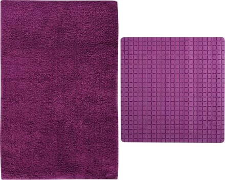 MSV Douche anti-slip/droogloop matten - Napoli badkamer set - rubber/polyester - paars