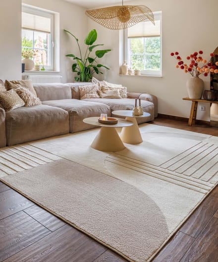 Japandi vloerkleed - Ridge Nari crème/beige 120x170