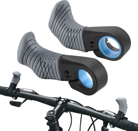 Fiets Handvatten - Stuur Grepen - Comfortabel Rijden - Ergonomische Duimsteun - 95mm Lengte - Grijs