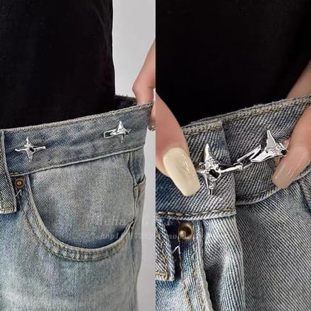 1 Paar Temperament Vierpuntige Ster Taille Aansnoer Tool Verstelbare Taille Gesp Modieuze Jeans Vaste Taille Gesp zilver